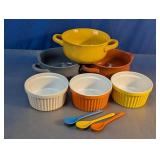 Over & Back Stoneware Bowls Ramekins Spoons Set