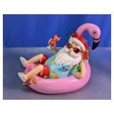 Light Up Santa Flamingo Float Figurine