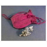 Vtg Coro Sterling Silver Rose & Axe Brooch Pin