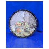Vintage Round Metal Still Life Serving Tray