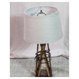 Rustic Wooden Trellis Table Lamp w/Fabric Shade