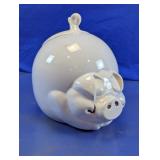 Vintage White Ceramic Pig Cookie Jar w/ Lid