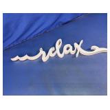 White Wooden Cursive "Relax" Wall Sign Decor