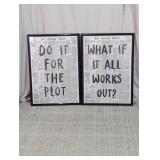 Framed Newspaper Quote Wall Art Pair
