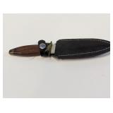 Vtg Fixed Blade Boot Knife Wood Handle Sheath
