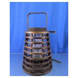 Rustic Wooden Cage Candle Lantern w/Glass Insert