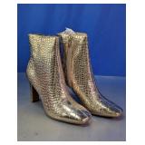 Nine West Silver Crocodile Embossed Ankle Boots