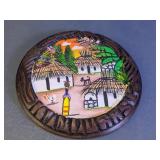 Hand-Painted Wooden Village Wall Plate