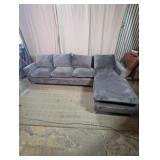 Modern Gray Velvet Sectional Sofa