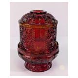 Vtg Amberina Pressed Glass Fairy Lamp Votive