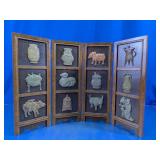 Vintage Chinese 4-Panel Tabletop Screen Decor
