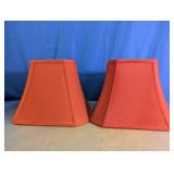 Red Fabric Lamp Shades Pair