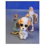 1996 Hallmark Father Time, Lefton Puppy & Flute