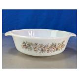 Floral Milk Glass Casserole Dish