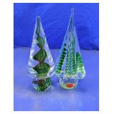 Green Decorative Glass Tree Figurine Assortment