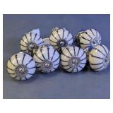 Ceramic White & Black Striped Cabinet Knobs Set