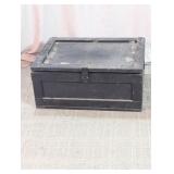 Black Wooden Storage Box With Hinged Lid