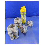 Circus Elephant Cups & Souvenir Bottle
