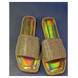 H2K Gold Rhinestone Slide Sandals