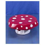 Seeds & Sunshine Red Mushroom Ceramic Cake Stand