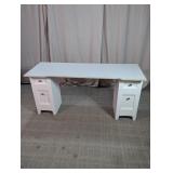 White Double-Pedestal Desk with Storage