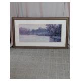 Framed Misty River Landscape Wall Art