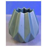 Green Geometric Faceted Ceramic Vase
