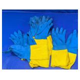 Blue & Yellow Long-Cuff Rubber Work Gloves