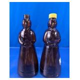 Vintage Mrs. Butterworth Style Glass Bottles Duo