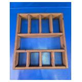 Vintage Wooden Divided Sorting Tray Display Shelf