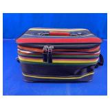 Vtg Colorful Striped Travel Cosmetic Train Case