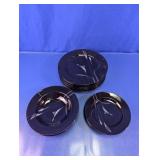 Black Glass Calla Lily Plates Set