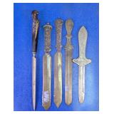 Vintage Brass & Carved Letter Openers Lot