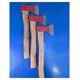 Vintage Style Red Steel Camp Axes Trio