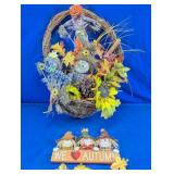 Autumn Scarecrow Basket Wreath & Wall Sign Set