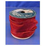 Red Wired Woven Holiday Ribbon