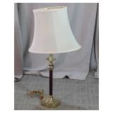 Vintage Brass & Maroon Buffet Table Lamp