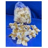 Cream & Gold Poinsettia Flower Picks