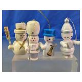 Vtg Wooden Snowman Christmas Ornaments