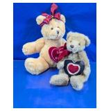 Vintage Plush Valentine Teddy Bears Duo