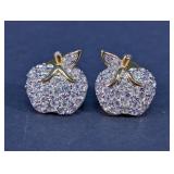 Crystal Rhinestone Apple Pave Stud Earrings