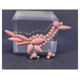 Pink Opaque Juliana Roadrunner Brooch