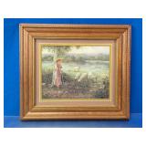 Framed Pastoral Shepherdess Print