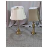 Vintage Brass & Glass Table Lamps Duo