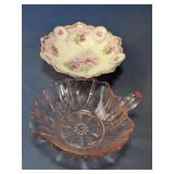 Prussia Porcelain & Pink Handled Glass Bowl Set