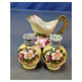 Floral Pitcher with Salt & Pepper Shakers Set