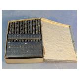 Vintage Metal Drill Bit Index Case w/ Drill Bits
