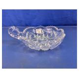 Clear Glass Cut Pattern Handled Dish