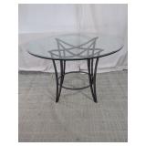 Modern Round Glass-Top Dining Table & Metal Base