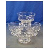 Clear Glass Wavy Rim Pedestal Dessert Bowls